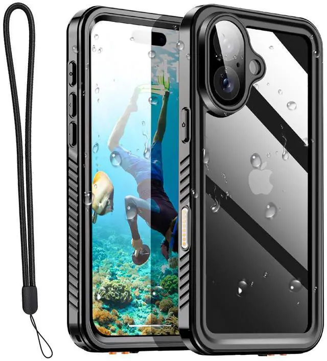 Main image of Compatible with iPhone 17 Case Waterproof, Clear Water Proof Built-in Screen Protector Shockproof Dustproof Snowproof Full Body Rugged Underwater Phone Case with Lanyard