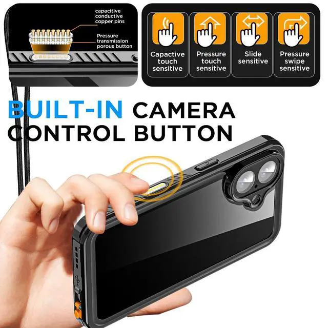 Alt view image 3 of 7 - Compatible with iPhone 17 Case Waterproof, Clear Water Proof Built-in Screen Protector Shockproof Dustproof Snowproof Full Body Rugged Underwater Phone Case with Lanyard