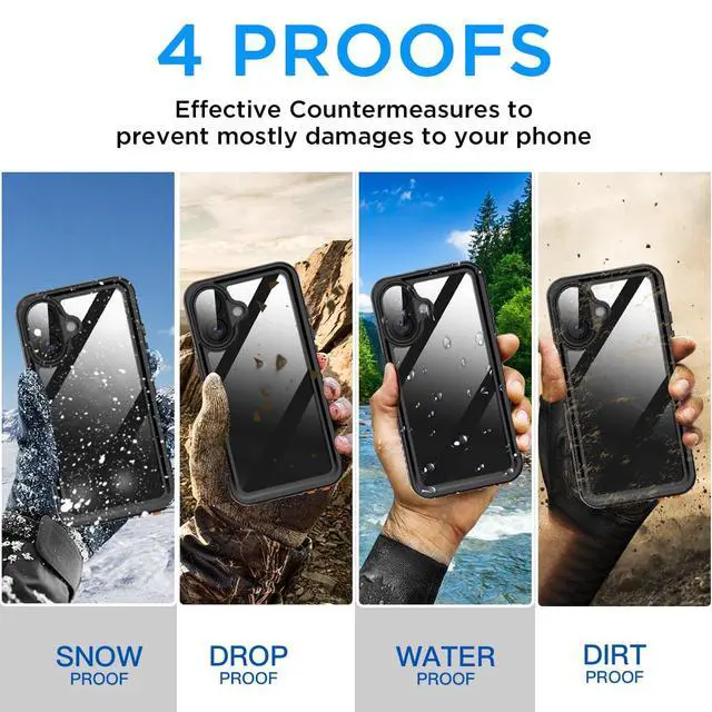 Alt view image 6 of 7 - Compatible with iPhone 17 Case Waterproof, Clear Water Proof Built-in Screen Protector Shockproof Dustproof Snowproof Full Body Rugged Underwater Phone Case with Lanyard