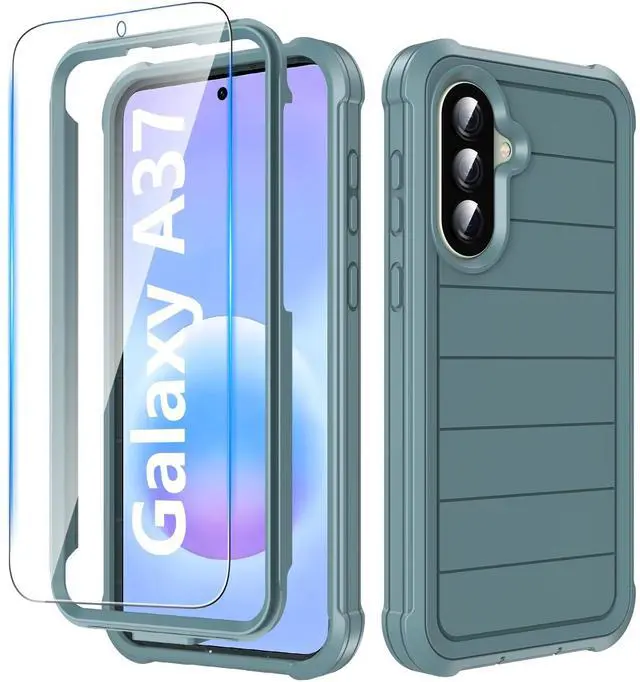 Main image of for Samsung Galaxy A37 5G Phone Case with Screen Protector, Heavy Duty Military Shockproof Full Body Durable TPU Protective Cover Case for Samsung A37 5G (Green)
