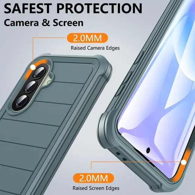 Alt view image 6 of 7 - for Samsung Galaxy A37 5G Phone Case with Screen Protector, Heavy Duty Military Shockproof Full Body Durable TPU Protective Cover Case for Samsung A37 5G (Green)