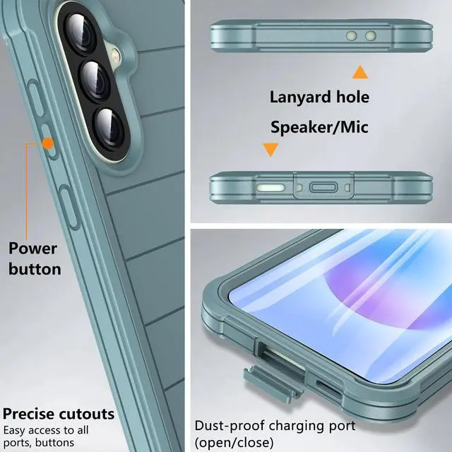 Alt view image 7 of 7 - for Samsung Galaxy A37 5G Phone Case with Screen Protector, Heavy Duty Military Shockproof Full Body Durable TPU Protective Cover Case for Samsung A37 5G (Green)