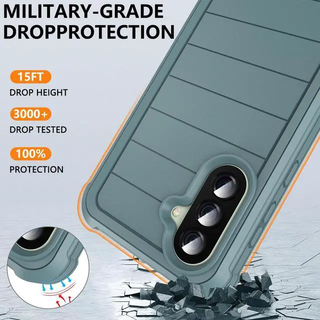 Alt view image 5 of 7 - for Samsung Galaxy A37 5G Phone Case with Screen Protector, Heavy Duty Military Shockproof Full Body Durable TPU Protective Cover Case for Samsung A37 5G (Green)