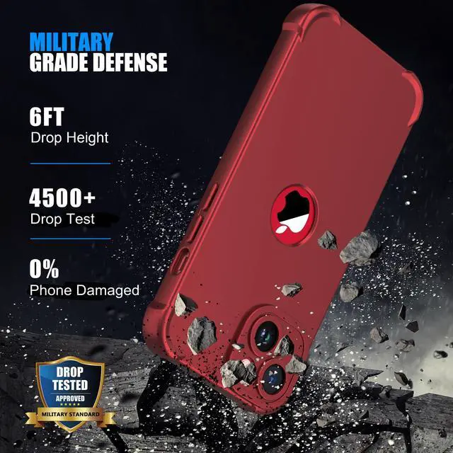Alt view image 4 of 7 - 3 in 1 for iPhone 14 Case with 2X 9H Screen Protector, Red