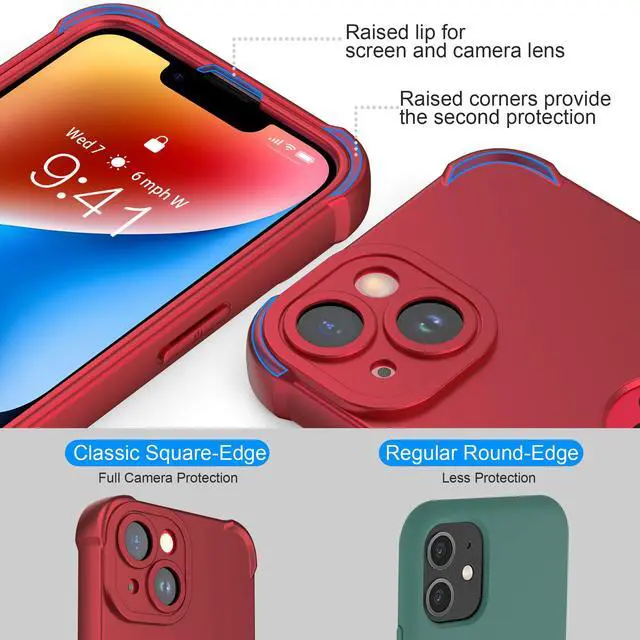 Alt view image 3 of 7 - 3 in 1 for iPhone 14 Case with 2X 9H Screen Protector, Red