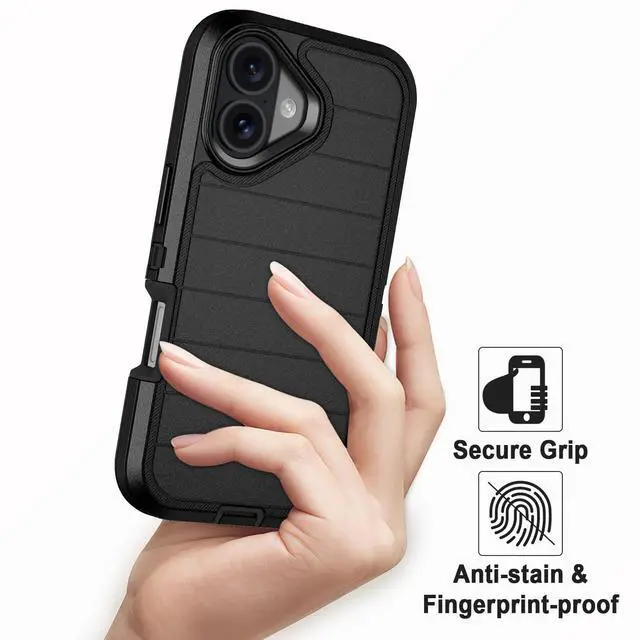 Alt view image 5 of 7 - for iPhone 17 Case Heavy Duty Shockproof Dropproof 3-Layer Full Body Protection Military Grade Rugged Tough Non-Slip Cover Case for Apple iPhone 17 6.3",Black