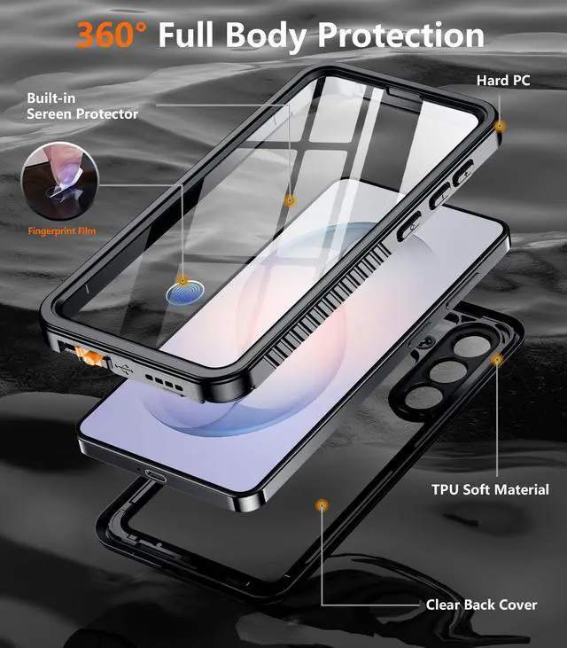 Alt view image 4 of 7 - Designed for Samsung Galaxy S26 Plus Case Waterproof, Built-in Lens & Screen Protector Military Shockproof Dropproof IP68 Underwater Full Body Phone Case for Samsung Galaxy S26 Plus 6.7"-Black
