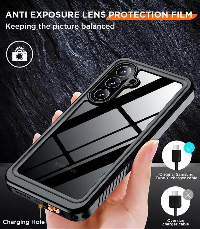 Alt view image 7 of 7 - Designed for Samsung Galaxy S26 Plus Case Waterproof, Built-in Lens & Screen Protector Military Shockproof Dropproof IP68 Underwater Full Body Phone Case for Samsung Galaxy S26 Plus 6.7"-Black