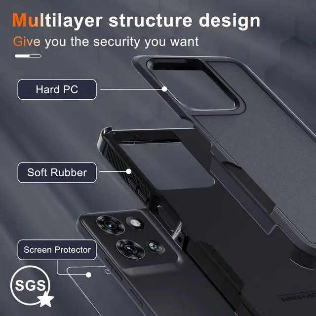 Alt view image 2 of 7 - for Moto G Power 5G 2025 Case,Full Body Heavy Duty Cover,Black Matte