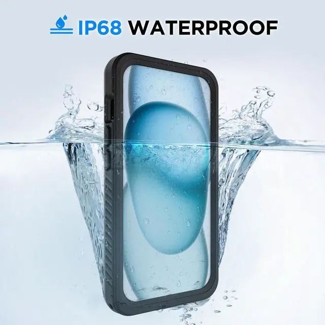 Alt view image 4 of 7 - for iPhone 15 Case, Waterproof Case with Built-in Screen Protector, Full Body Dustproof Shockproof Heavy Duty Tough Rugged Phone Protective Cover for iPhone 15 6.1inch Black