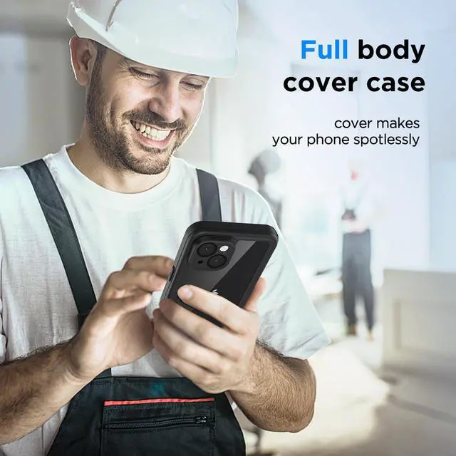 Alt view image 5 of 7 - for iPhone 15 Case, Waterproof Case with Built-in Screen Protector, Full Body Dustproof Shockproof Heavy Duty Tough Rugged Phone Protective Cover for iPhone 15 6.1inch Black