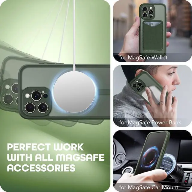 Alt view image 6 of 7 - for iPhone 15 Pro Max Case,Compatible with MagSafe,Matte Dark Green