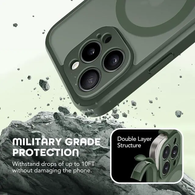 Alt view image 7 of 7 - for iPhone 15 Pro Max Case,Compatible with MagSafe,Matte Dark Green