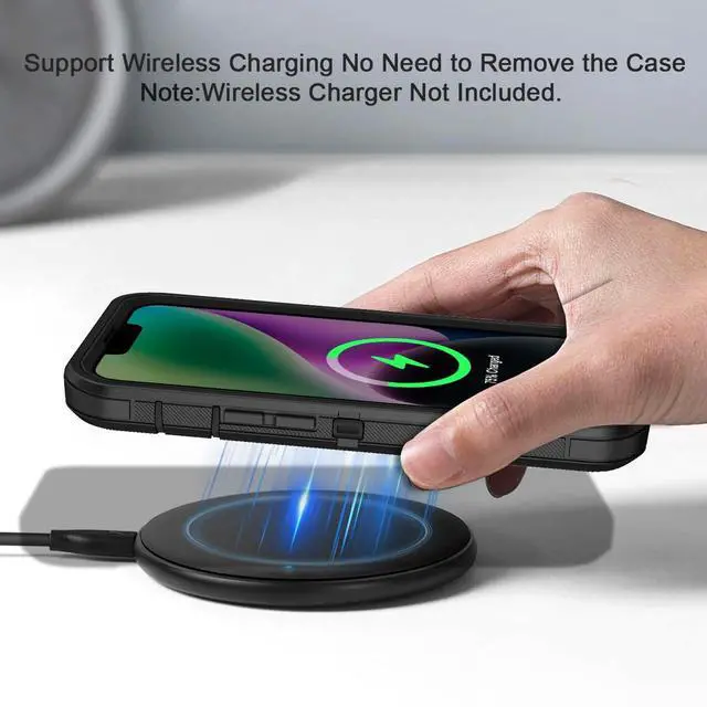 Alt view image 6 of 7 - for iPhone 13 Case/iPhone 14 Case Heavy Duty Shockproof Dropproof 3-Layer Full Body Protection Military Grade Rugged Tough Non-Slip Cover Case for Apple iPhone 13/14 6.1",Black
