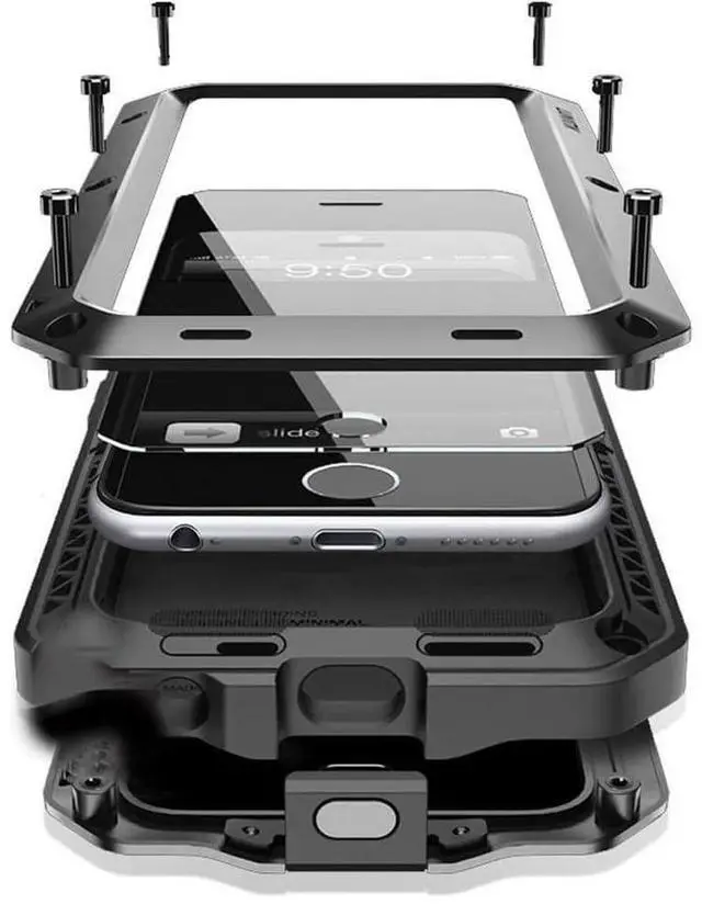 Main image of for iPhone 16 Pro Max Metal Case 6.9",Heavy Duty Shockproof Aluminum Alloy Tough Armour Military Phone Case,360 Full Body Protective Cover with Silicone Built-in Screen Protector - Black