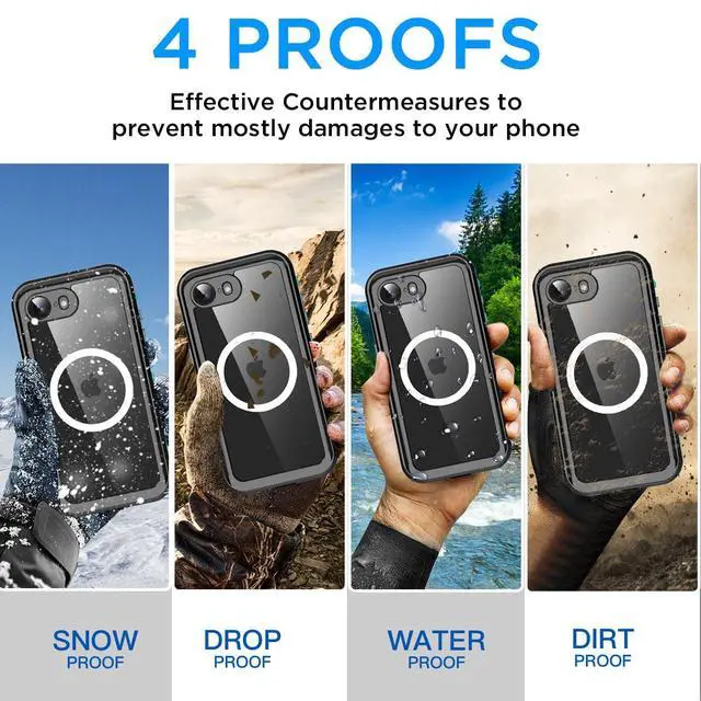 Alt view image 2 of 7 - for iPhone 17e/iPhone 16e Case Waterproof with MagSafe Snowproof,Dustproof and Shockproof,IP68 Certified Real 360 Full Body Protection Fully Sealed Underwater Cover for iPhone 17e/16e 6.1"_Blue