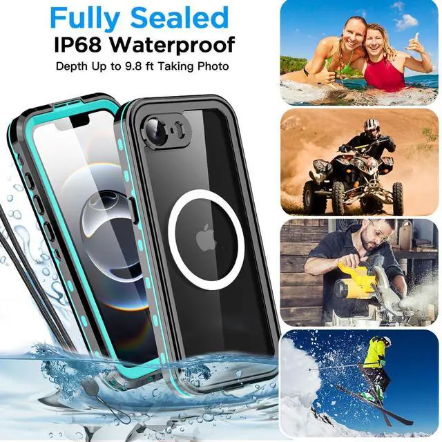 Alt view image 3 of 7 - for iPhone 17e/iPhone 16e Case Waterproof with MagSafe Snowproof,Dustproof and Shockproof,IP68 Certified Real 360 Full Body Protection Fully Sealed Underwater Cover for iPhone 17e/16e 6.1"_Blue