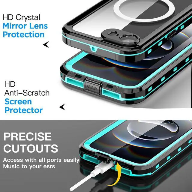 Alt view image 6 of 7 - for iPhone 17e/iPhone 16e Case Waterproof with MagSafe Snowproof,Dustproof and Shockproof,IP68 Certified Real 360 Full Body Protection Fully Sealed Underwater Cover for iPhone 17e/16e 6.1"_Blue