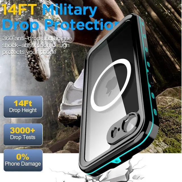 Alt view image 7 of 7 - for iPhone 17e/iPhone 16e Case Waterproof with MagSafe Snowproof,Dustproof and Shockproof,IP68 Certified Real 360 Full Body Protection Fully Sealed Underwater Cover for iPhone 17e/16e 6.1"_Blue