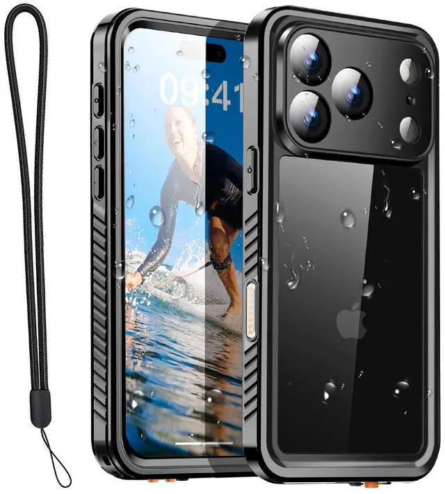 Main image of Compatible with iPhone 17 Pro Max Case Waterproof, Clear Water Proof Built-in Screen Protector Shockproof Dustproof Snowproof Full Body Rugged Underwater Phone Case with Lanyard