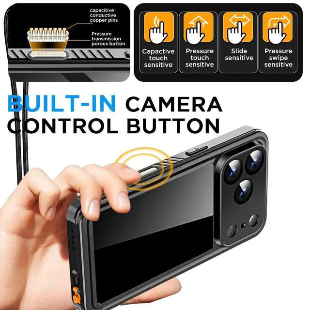 Alt view image 3 of 7 - Compatible with iPhone 17 Pro Max Case Waterproof, Clear Water Proof Built-in Screen Protector Shockproof Dustproof Snowproof Full Body Rugged Underwater Phone Case with Lanyard
