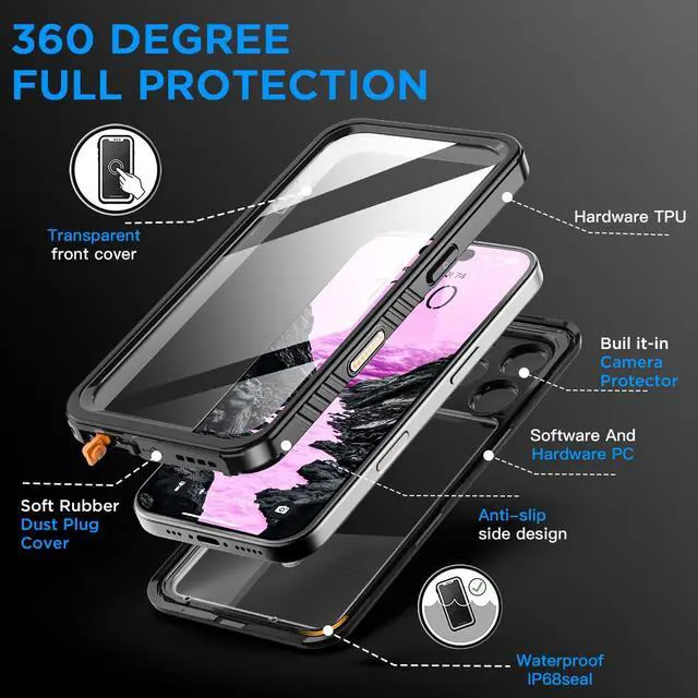 Alt view image 5 of 7 - Compatible with iPhone 17 Pro Max Case Waterproof, Clear Water Proof Built-in Screen Protector Shockproof Dustproof Snowproof Full Body Rugged Underwater Phone Case with Lanyard