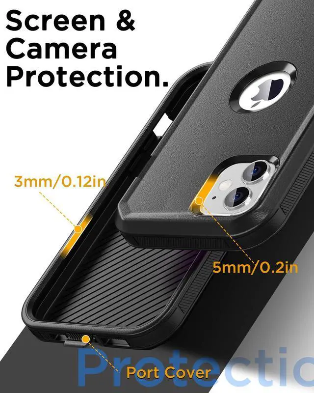 Alt view image 6 of 7 - for iPhone 11 Case,Heavy Duty Drop Protection Full Body Rugged Shockproof Military Protective Tough Durable Cover for iPhone 11 6.1"_7 Black