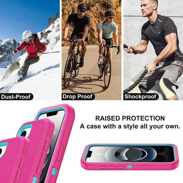 Alt view image 6 of 6 - for iPhone 16e Case with 2 Screen Protector,Shockproof Drop Protection Full Body Heavy Duty 3 Layer Military Rugged Durable Phone Cover for Apple iPhone 16e 6.1 inch 2025 (Pink)