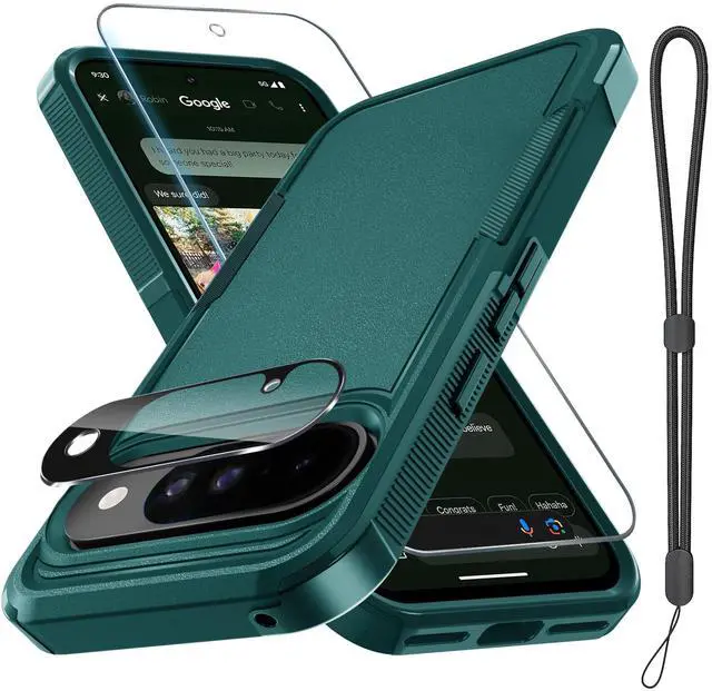 Main image of for Google Pixel 10 & Pixel10 Pro Case with Lanyard Strap,Dark Green