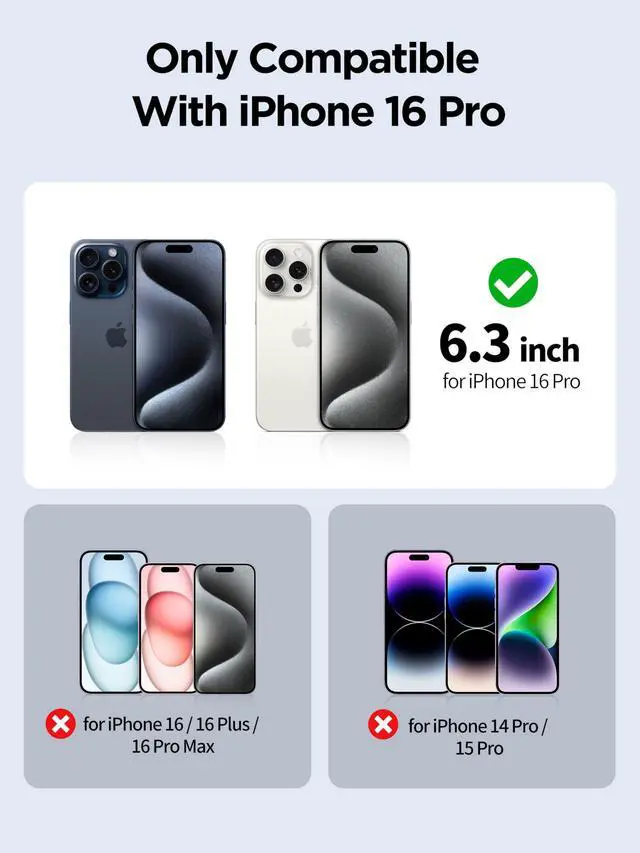 Alt view image 2 of 6 - Compatible for iPhone 16 Pro Privacy Screen Protector