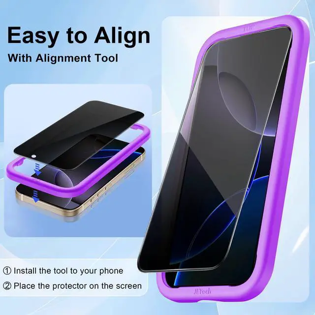 Alt view image 6 of 7 - for iPhone 16 Pro Max Privacy Screen Protector 2 Pack