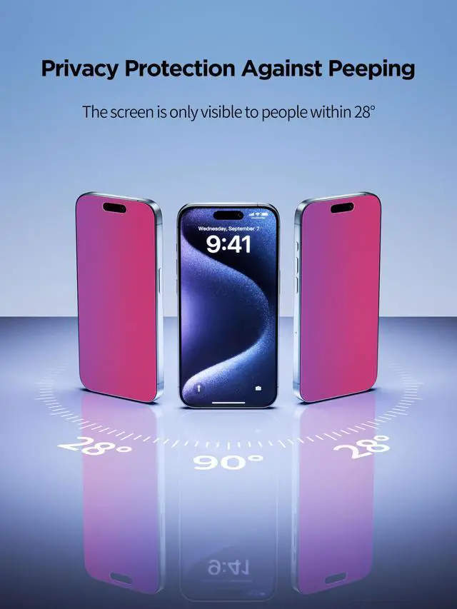 Alt view image 3 of 6 - Compatible for iPhone 16/15 Privacy Screen Protector