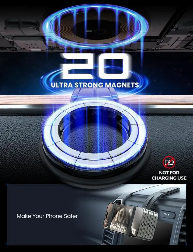 Alt view image 5 of 7 - MagSafe Car Mount Detachable, Bendable Magnetic Phone Holder for Car