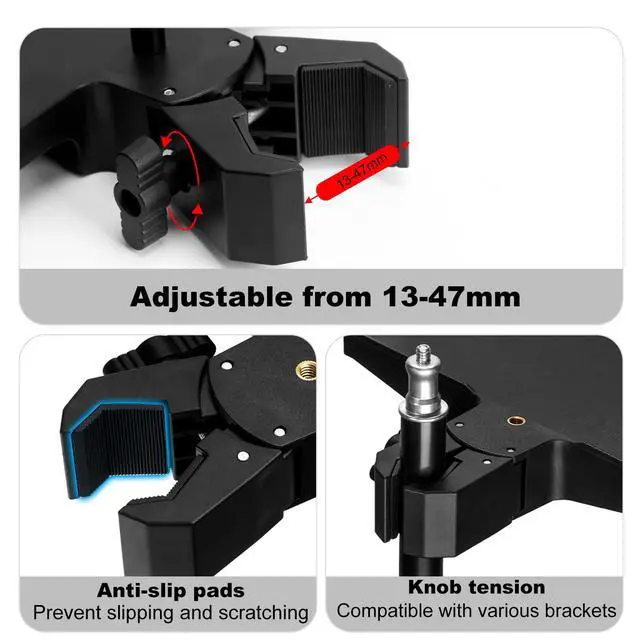 Alt view image 3 of 7 - Mic Stand Tray with Phone Holder & Crab Clamp, 10.6" x 8"