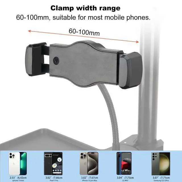 Alt view image 5 of 7 - Mic Stand Tray with Phone Holder & Crab Clamp, 10.6" x 8"