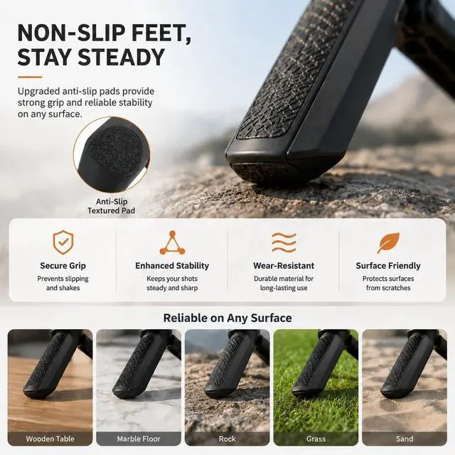 Alt view image 4 of 7 - Lightweight Mini Tripod, Portable Desktop Stand for Camera, Universal 1/4" Screw Compatible with Mirrorless, Webcam, Ring Light Perfect for Vlogging, Live Streaming, Video Calls, Travel