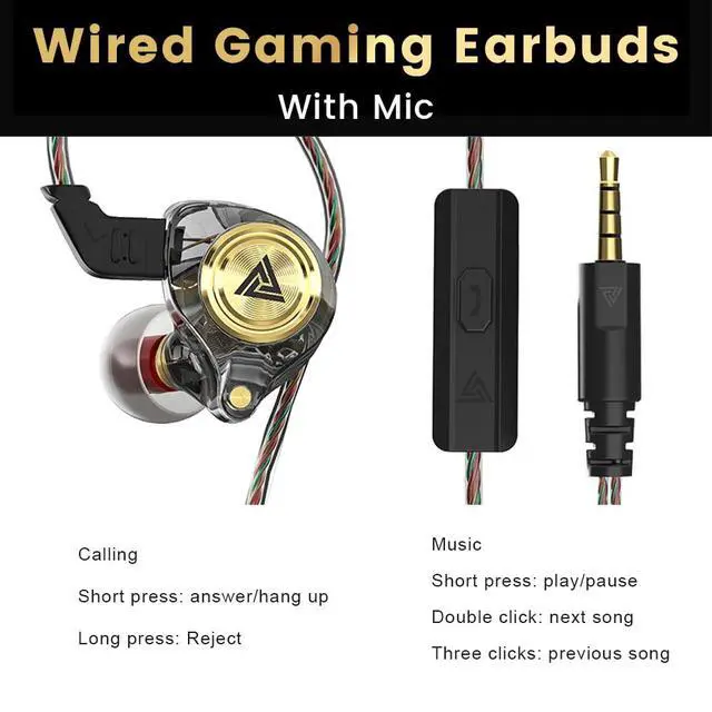 Alt view image 6 of 7 - Wired Gaming Earbuds, Ak3file in Ear Monitors, Deep Bass Sound Wired Earbuds, HiFi in Ear Headphones with 1DD 10mm Dynamic Driver, IEM for Music Gaming Video Calling (Black)