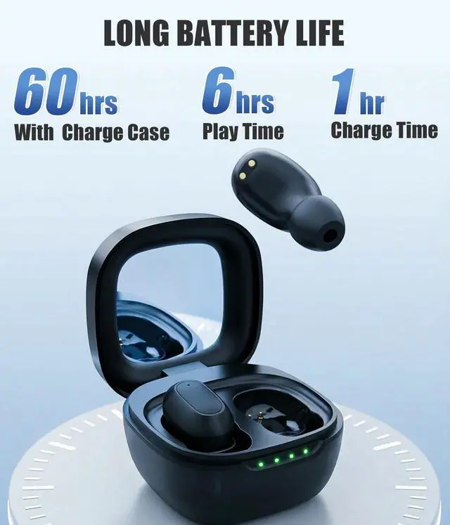 Alt view image 2 of 7 - Wireless Earbuds, Bluetooth 5.3 Headphones with Semi-Transparent Case, 30H Playback LED Power Display, IP54 Waterproof in-Ear Ear buds Built in Mics, Clear Calls Earphones for Sports Workout, Black