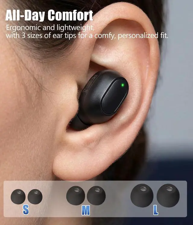 Alt view image 5 of 7 - Wireless Earbuds, Bluetooth 5.3 Headphones with Semi-Transparent Case, 30H Playback LED Power Display, IP54 Waterproof in-Ear Ear buds Built in Mics, Clear Calls Earphones for Sports Workout, Black