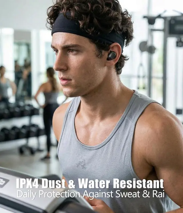 Alt view image 6 of 7 - Wireless Earbuds, Bluetooth 5.3 Headphones with Semi-Transparent Case, 30H Playback LED Power Display, IP54 Waterproof in-Ear Ear buds Built in Mics, Clear Calls Earphones for Sports Workout, Black