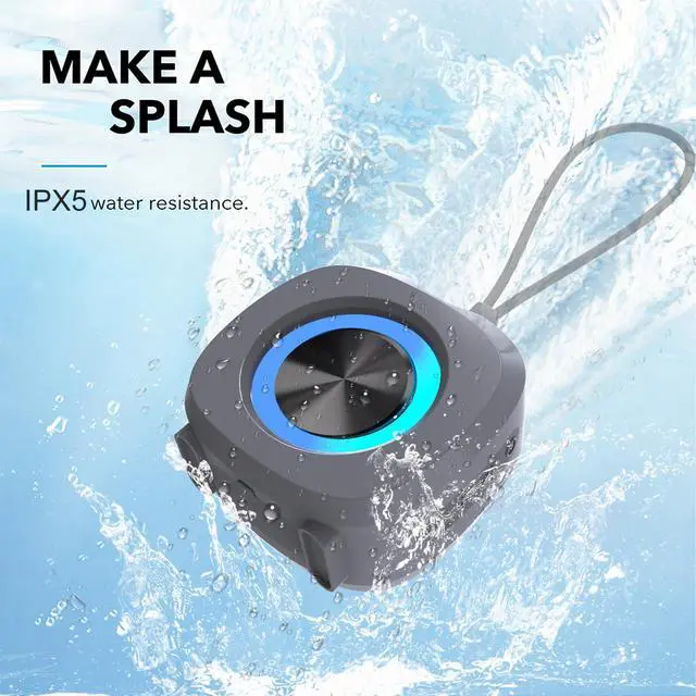Alt view image 2 of 7 - Speaker, Small Portable Bluetooth Wireless IPX5 Waterproof Shower Speaker,Loud Stereo Sound Deep Bass,TWS Paire, RGB Lights,Long Playtime for Outdoor Party, Great Gift,1PC(Gray)