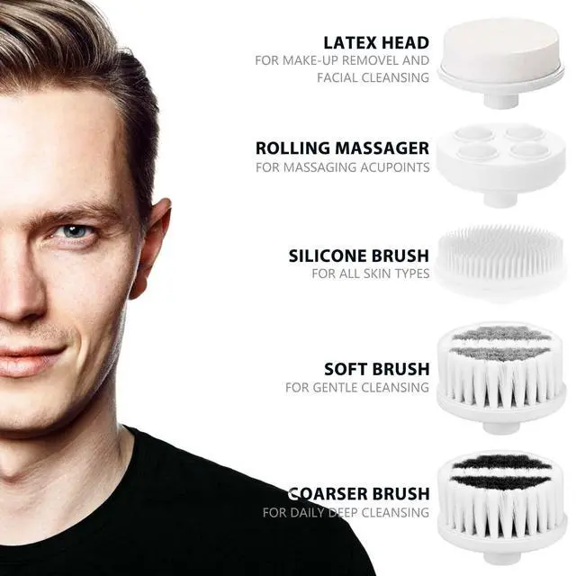 Alt view image 2 of 7 - Waterproof Facial Cleansing Spin Brush Set with 5 Exfoliating Brush Heads - Electric Face Scrubber Cleanser Brush - Face Brush for Gentle Exfoliation and Deep Scrubbing