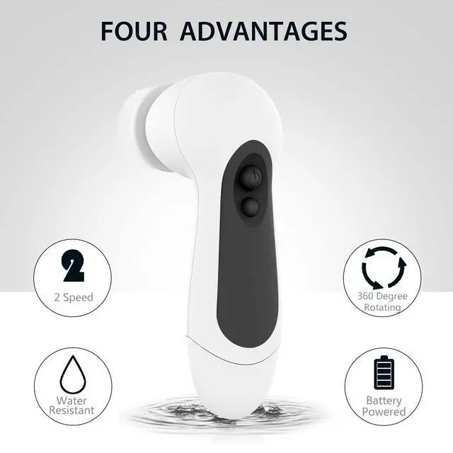 Alt view image 3 of 7 - Waterproof Facial Cleansing Spin Brush Set with 5 Exfoliating Brush Heads - Electric Face Scrubber Cleanser Brush - Face Brush for Gentle Exfoliation and Deep Scrubbing