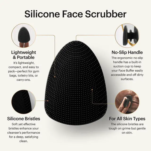 Alt view image 2 of 7 - The Face Buffer Men's Silicone Face Scrubber | Nourishing Deep Cleaning & Exfoliating Your Skin, No-Slip Suction Cup Handle, Gentle Face Massage, 1-Pack