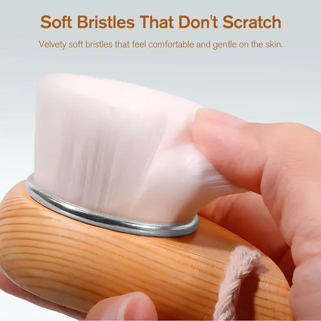 Alt view image 5 of 7 - Soft Bristle Facial Cleansing Brush for Deep Pore Cleaning, Travel-Friendly Face Beauty Brush with Ergonomic Handle, Brown