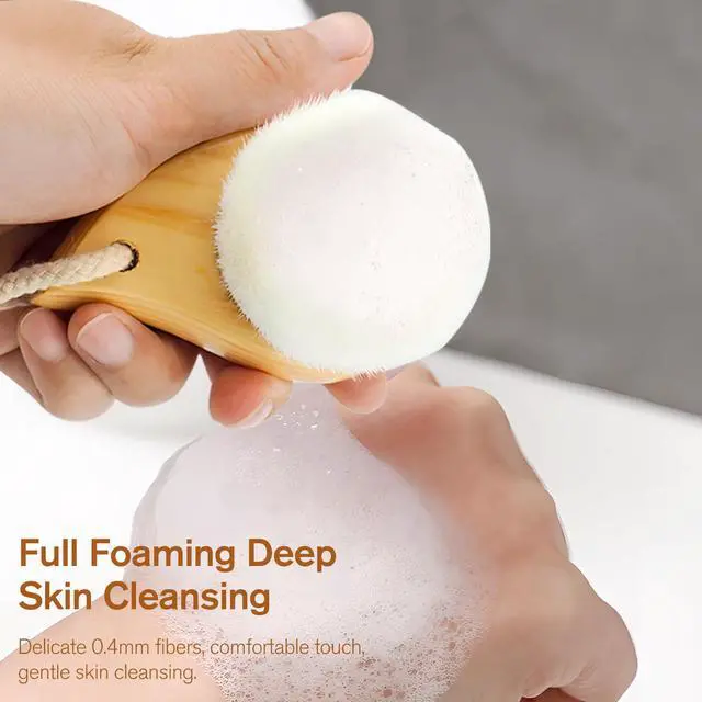 Alt view image 6 of 7 - Soft Bristle Facial Cleansing Brush for Deep Pore Cleaning, Travel-Friendly Face Beauty Brush with Ergonomic Handle, Brown