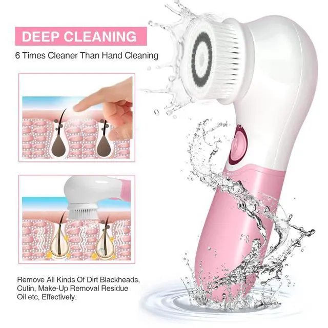 Alt view image 3 of 7 - Spin Brush Face Cleanser with 3 Brush Heads for Deep Cleansing Exfoliation and Massaging