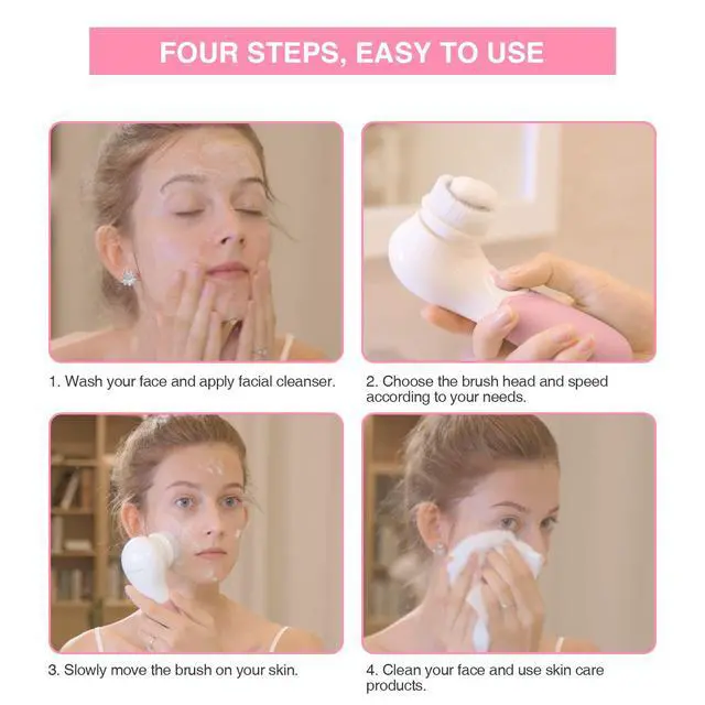 Alt view image 6 of 7 - Spin Brush Face Cleanser with 3 Brush Heads for Deep Cleansing Exfoliation and Massaging