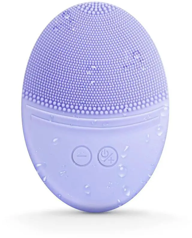 Main image of Silicone Facial Cleansing Brush, IPX7 Waterproof, Violet | Rechargeable Electric Face Exfoliator, 5 Speeds, Sonic Vibrating for Deep Pore Cleansing & Gentle Massaging