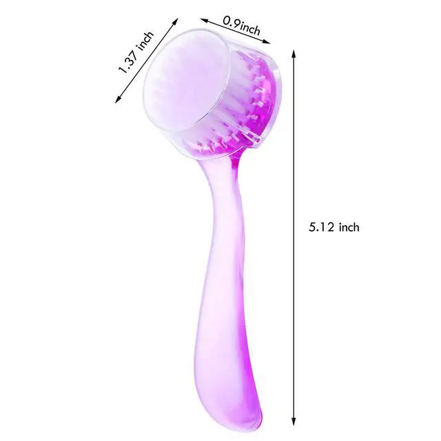 Alt view image 6 of 7 - 3 Pieces Facial Cleansing Brush Face Scrub,Pink, Purple, Blue | Acrylic Handle for Manual Cleaning, Exfoliating Facial Brush for Makeup Removal, Gentle Bristle Skincare Scrubber